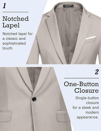 imageCOOFANDY Mens Slim Fit Casual Blazers Lightweight Sport Coats One Button Suit JacketsLight Grey