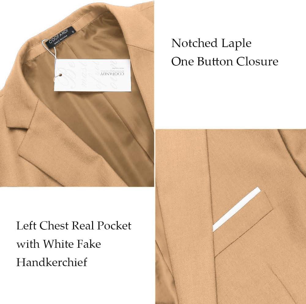 imageCOOFANDY Mens Slim Fit Casual Blazers Lightweight Sport Coats One Button Suit JacketsLight Khaki