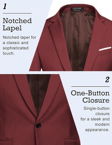 imageCOOFANDY Mens Slim Fit Casual Blazers Lightweight Sport Coats One Button Suit JacketsRed