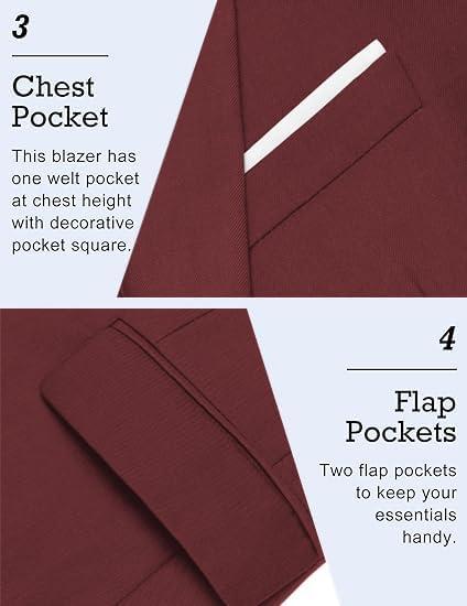 imageCOOFANDY Mens Slim Fit Casual Blazers Lightweight Sport Coats One Button Suit JacketsRed