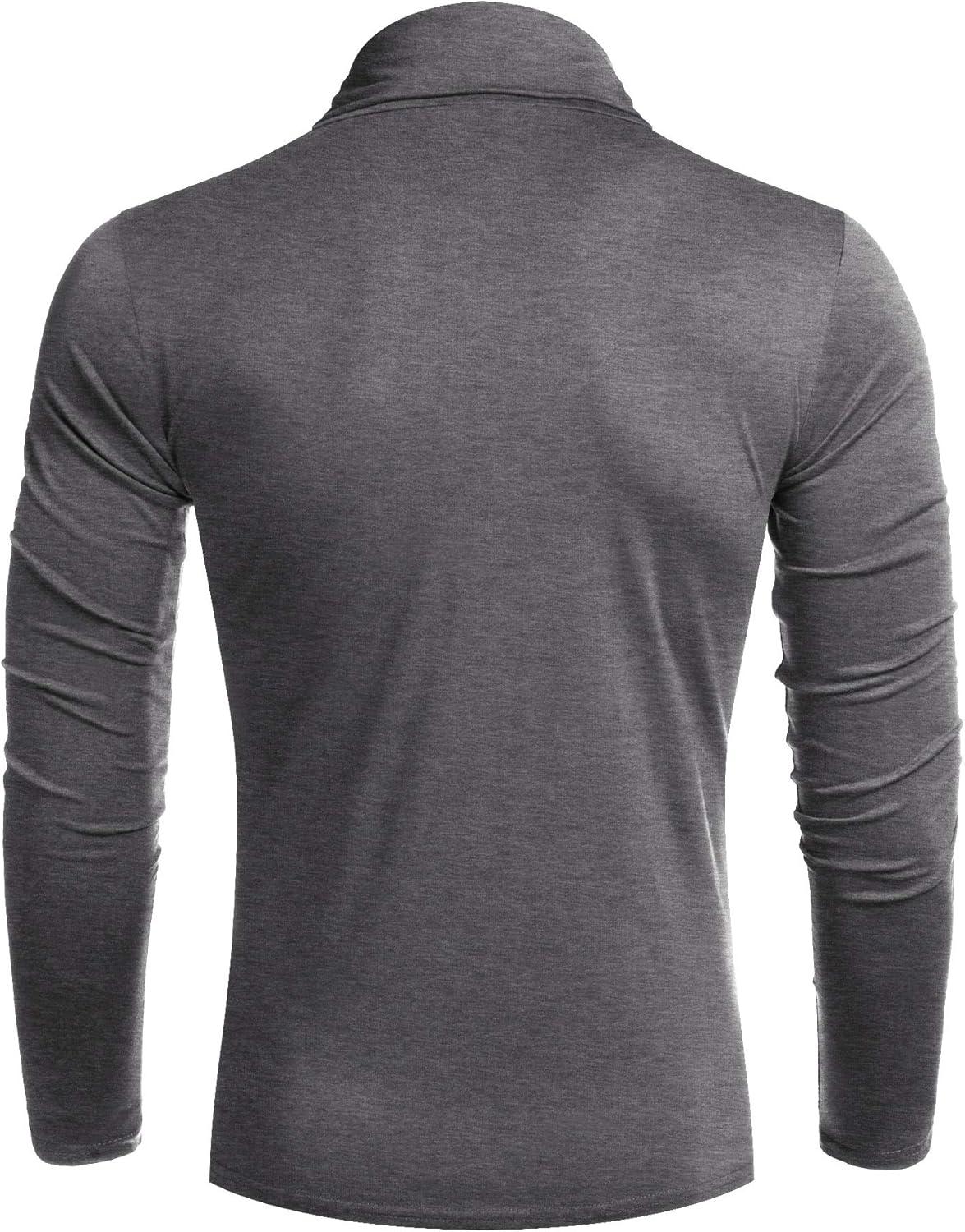 imageCOOFANDY Mens Slim Fit Mock Turtleneck Pullover Sweater Casual Basic Knitted Thermal SweatersDark Grey