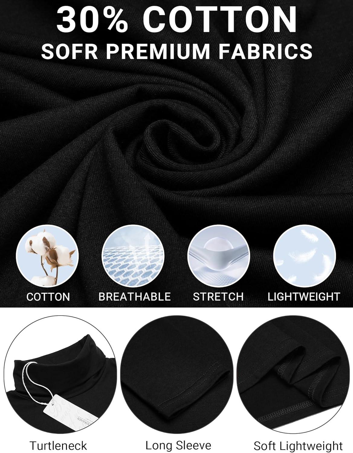 imageCOOFANDY Mens Slim Fit Turtleneck Cotton T Shirts Casual Long Sleeve Basic Tops Lightweight Pullover Sweater01black