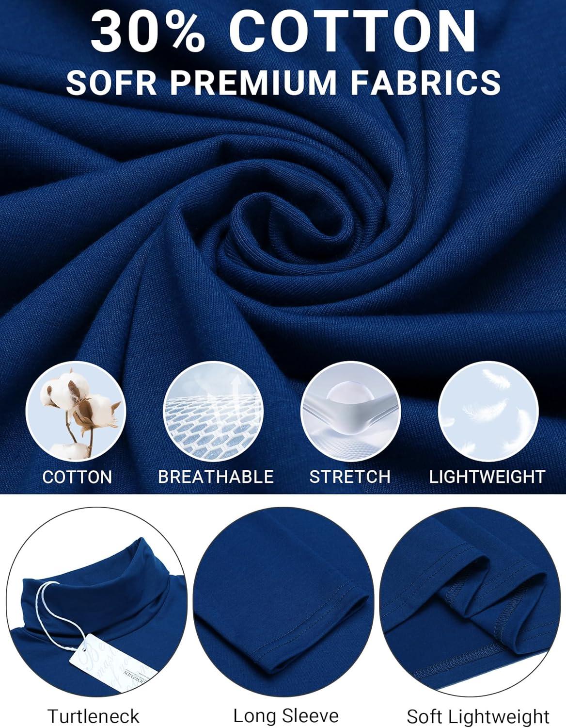 imageCOOFANDY Mens Slim Fit Turtleneck Cotton T Shirts Casual Long Sleeve Basic Tops Lightweight Pullover SweaterRoyal Blue