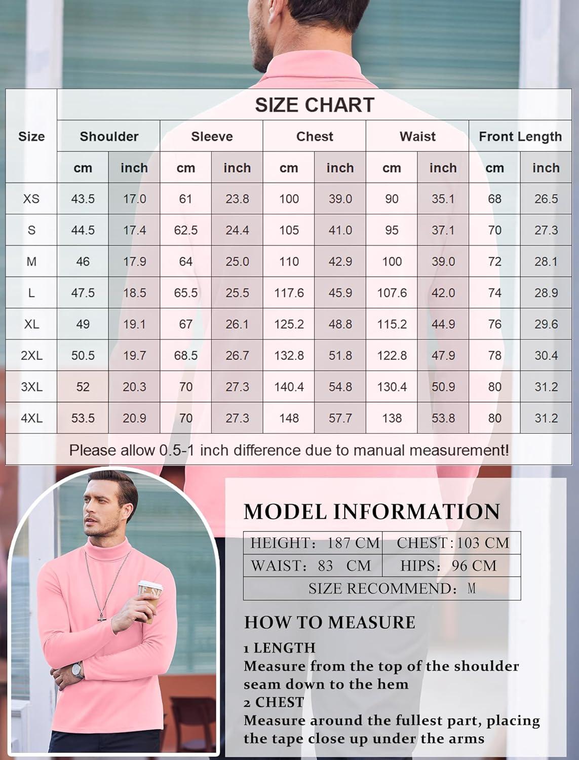 imageCOOFANDY Mens Slim Fit Turtleneck Sweater Casual Basic Knitted Long Sleeve Pullover SweaterPink