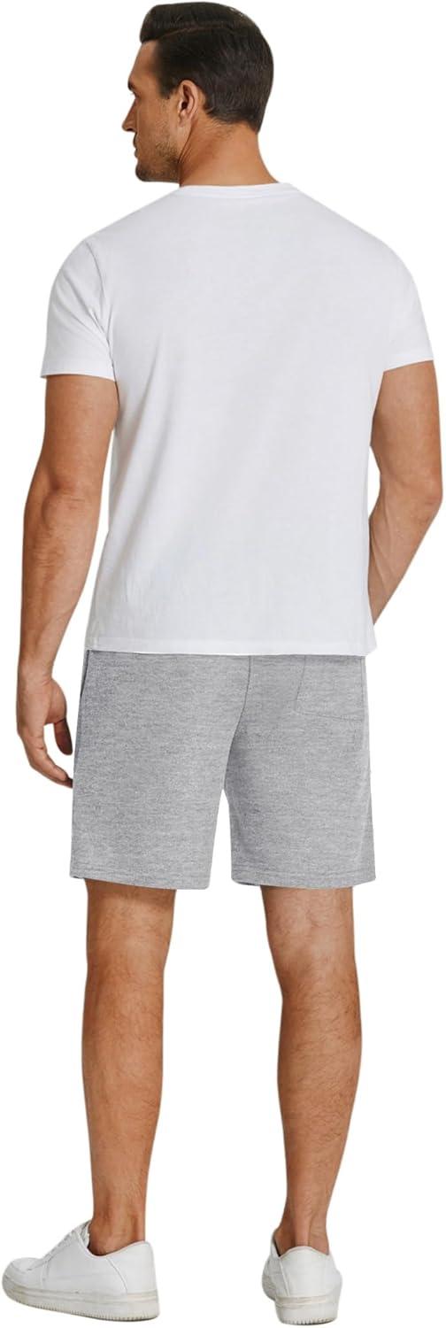 imageCOOFANDY Mens Sweat Shorts 7 Inch Athletic Workout Shorts 2 Pack Casual Lounge Joggers Short Pants with Pockets2 Packgreynavy Blue