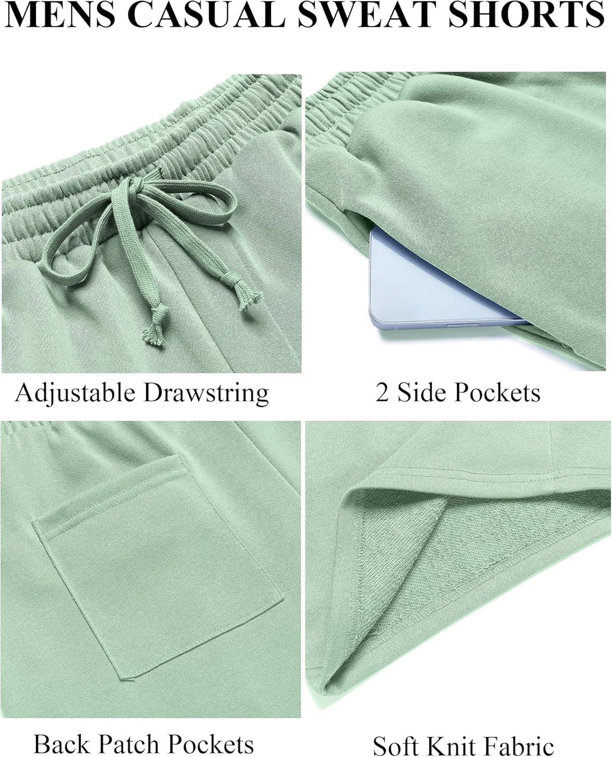 imageCOOFANDY Mens Sweat Shorts 7 Inch Athletic Workout Shorts 2 Pack Casual Lounge Joggers Short Pants with Pockets2 Packminty Greengrey
