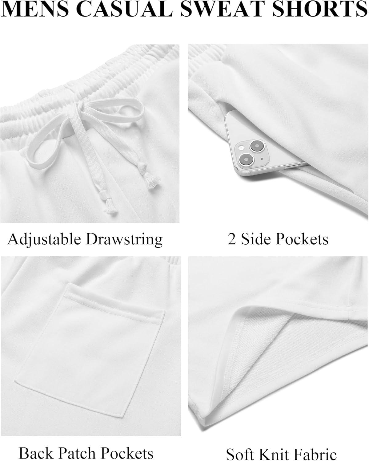 imageCOOFANDY Mens Sweat Shorts 7 Inch Athletic Workout Shorts 2 Pack Casual Lounge Joggers Short Pants with PocketsWhite1 Pack of 1