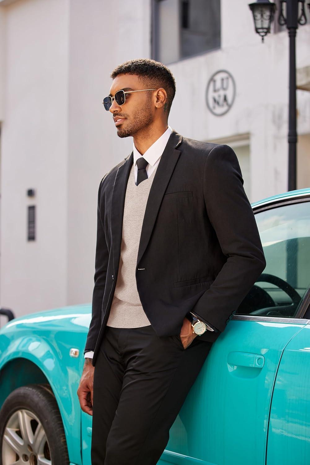 imageCOOFANDY Mens Sweater Vest V Neck Sleeveless Sweater Slim Fit Casual Knitted Pullover SweaterLight Khaki