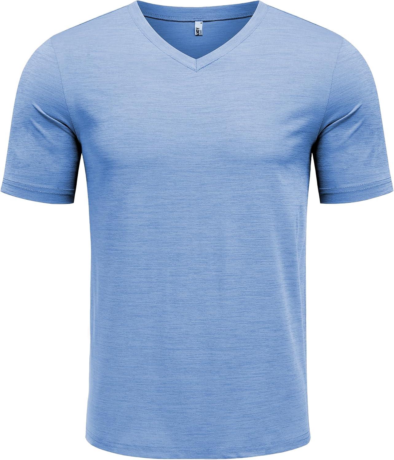 imageCOOFANDY Mens T Shirts Short Sleeve Classic V Neck TShirt Casual Summer Basic Tee ShirtLight Blue