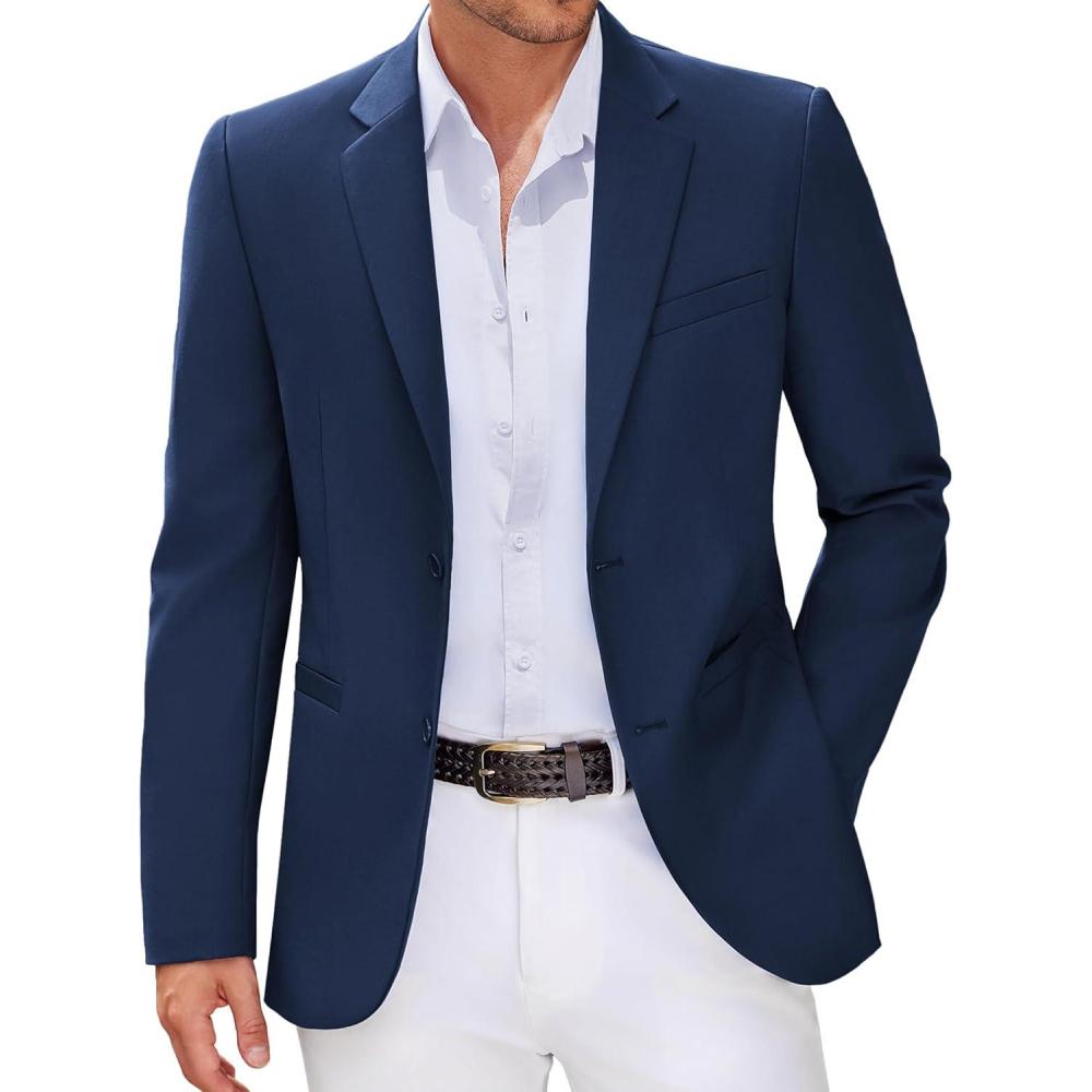 imageCOOFANDY Men Casual Blazer Sport Coats Slim Fit Lightweight Business Two Button Suit JacketsNavy Blue