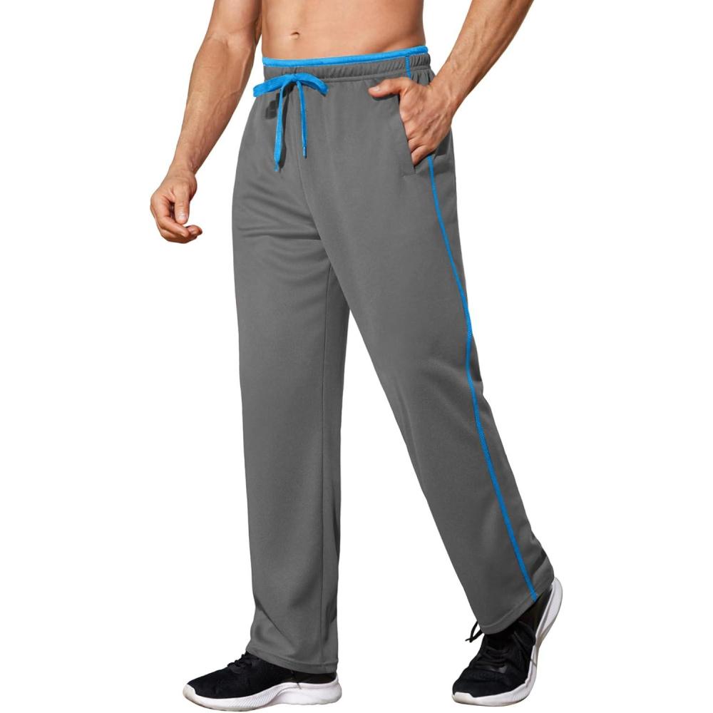 imageCOOFANDY Mens Athletic Workout Pants Open Bottom Sweatpants Mesh Gym Pants for Runnning TrainingCasualDark Grey