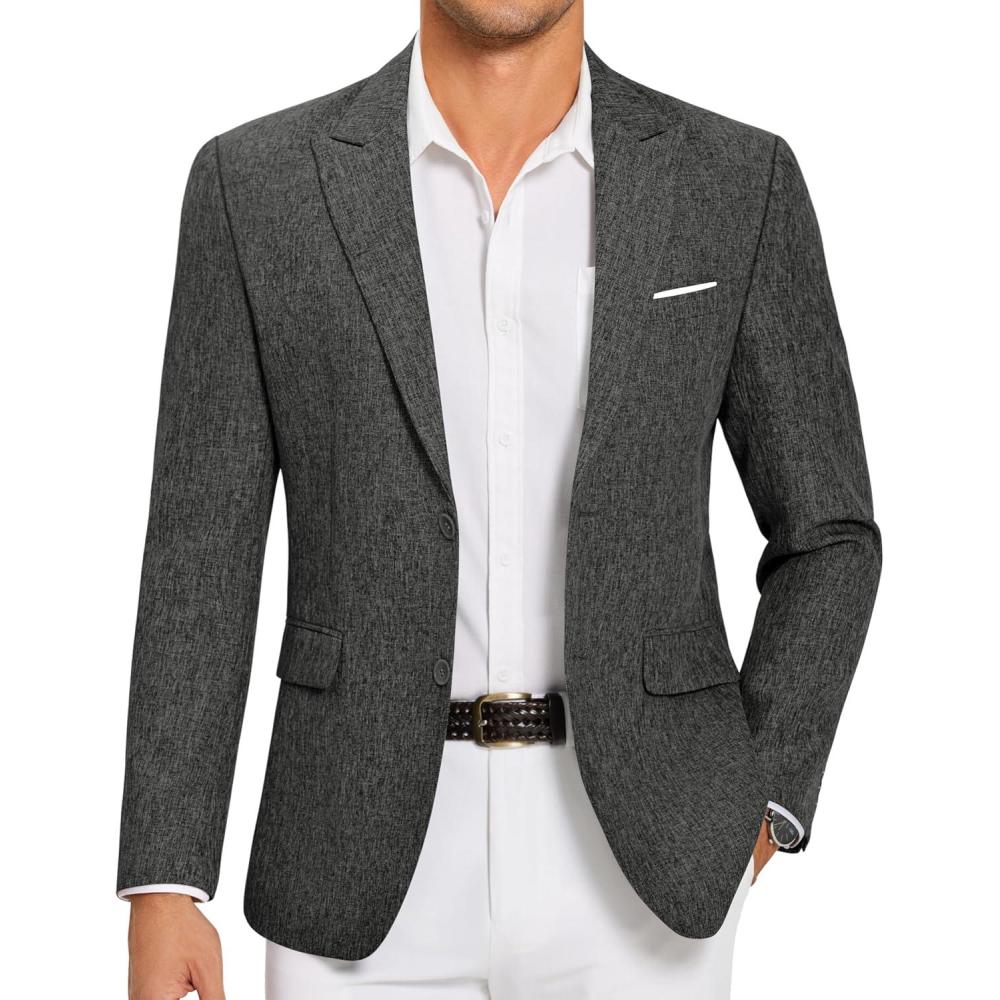 imageCOOFANDY Mens Blazer Casual Two Buttons Sport Coat Slim Fit Lightweight Suit JacketsDark Grey