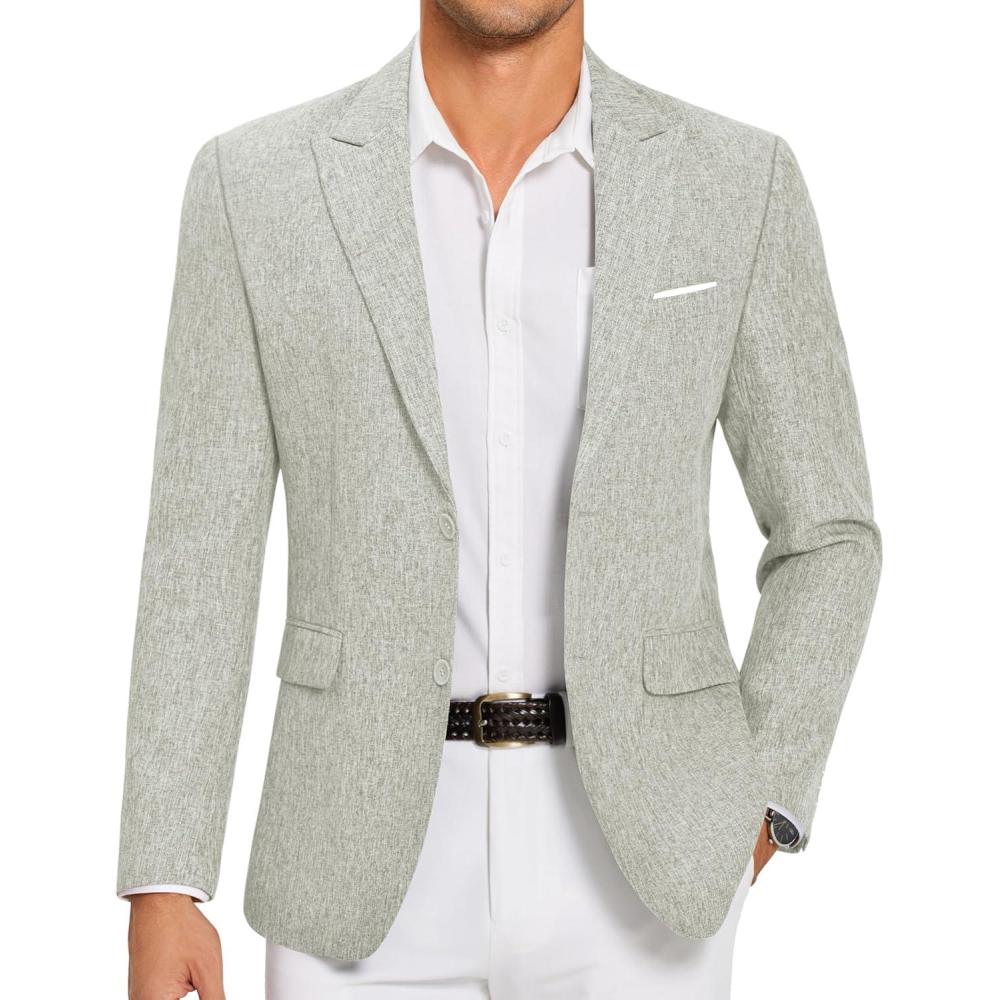 imageCOOFANDY Mens Blazer Casual Two Buttons Sport Coat Slim Fit Lightweight Suit JacketsLight Grey