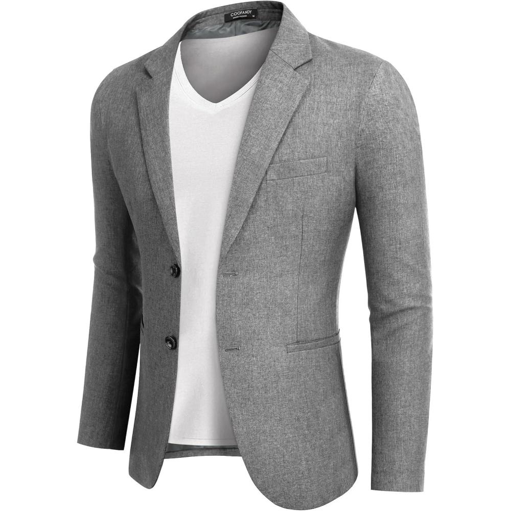 imageCOOFANDY Mens Blazer Casual Two Buttons Sport Coats Lightweight Suit JacketDusty Gray