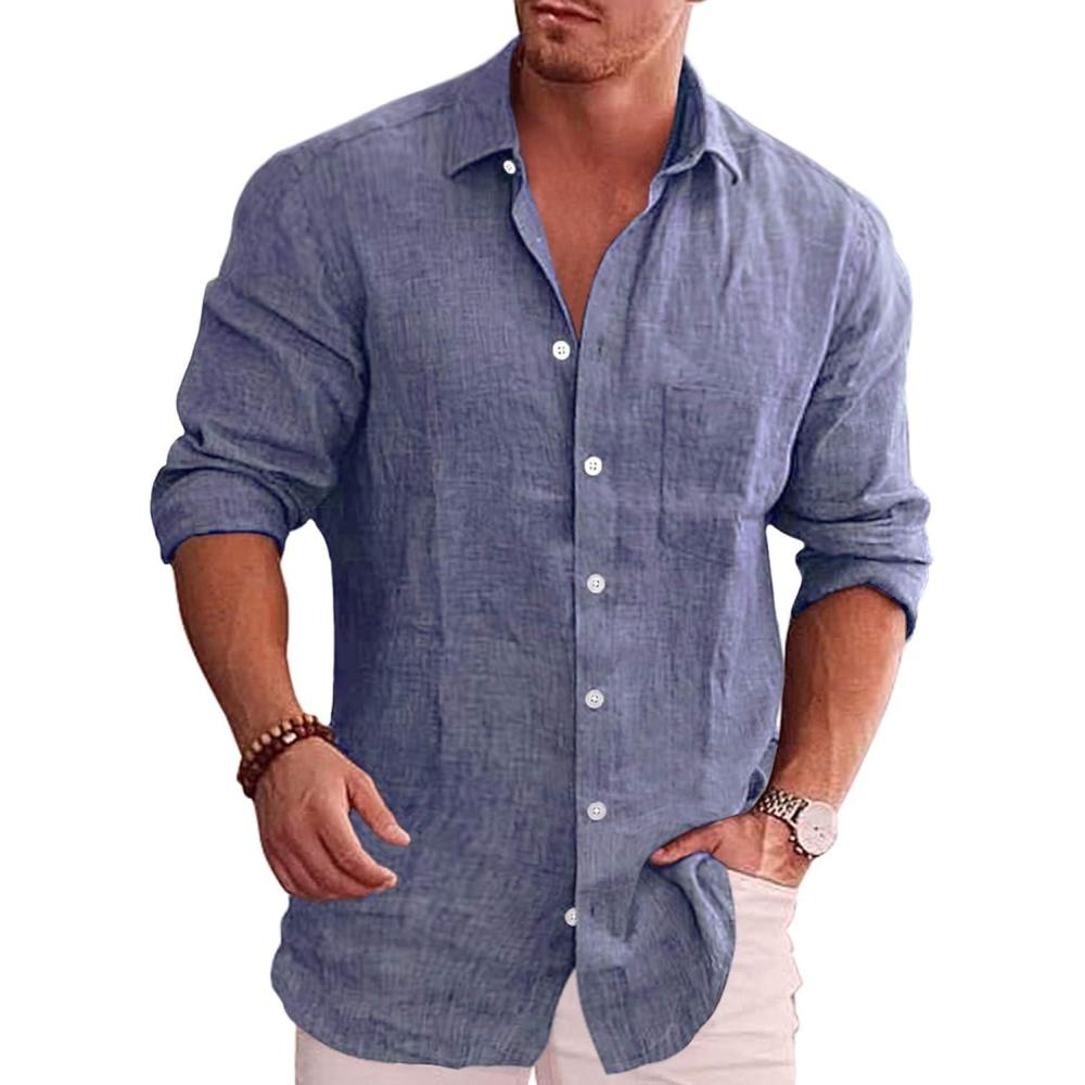 imageCOOFANDY Mens Button Down Shirts Short Sleeve Casual Summer Beach Shirts for Men Vacation Wedding Linen Shirt1 Blue