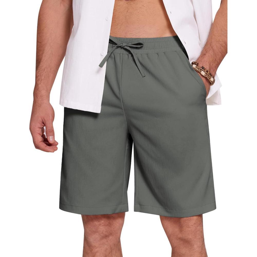 imageCOOFANDY Mens Casual Beach Shorts Summer Elastic Waist Shorts Lightweight Drawstring Golf ShortsDark Grey