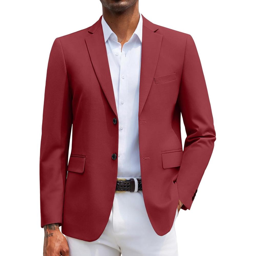 imageCOOFANDY Mens Casual Blazer Lightweight Suit Jacket Slim Fit Sport Coats for MenDark Red