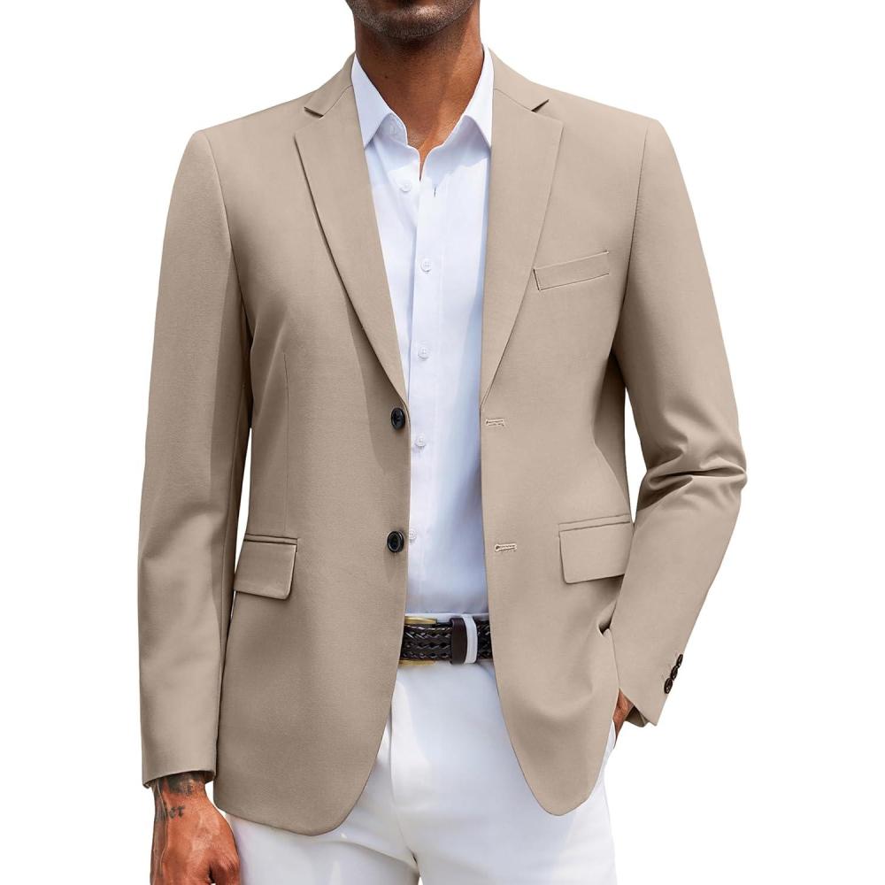 imageCOOFANDY Mens Casual Blazer Lightweight Suit Jacket Slim Fit Sport Coats for MenKhaki