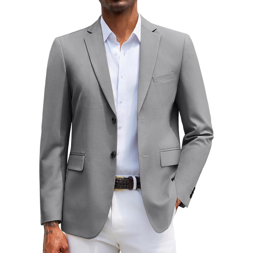 imageCOOFANDY Mens Casual Blazer Lightweight Suit Jacket Slim Fit Sport Coats for MenLight Grey