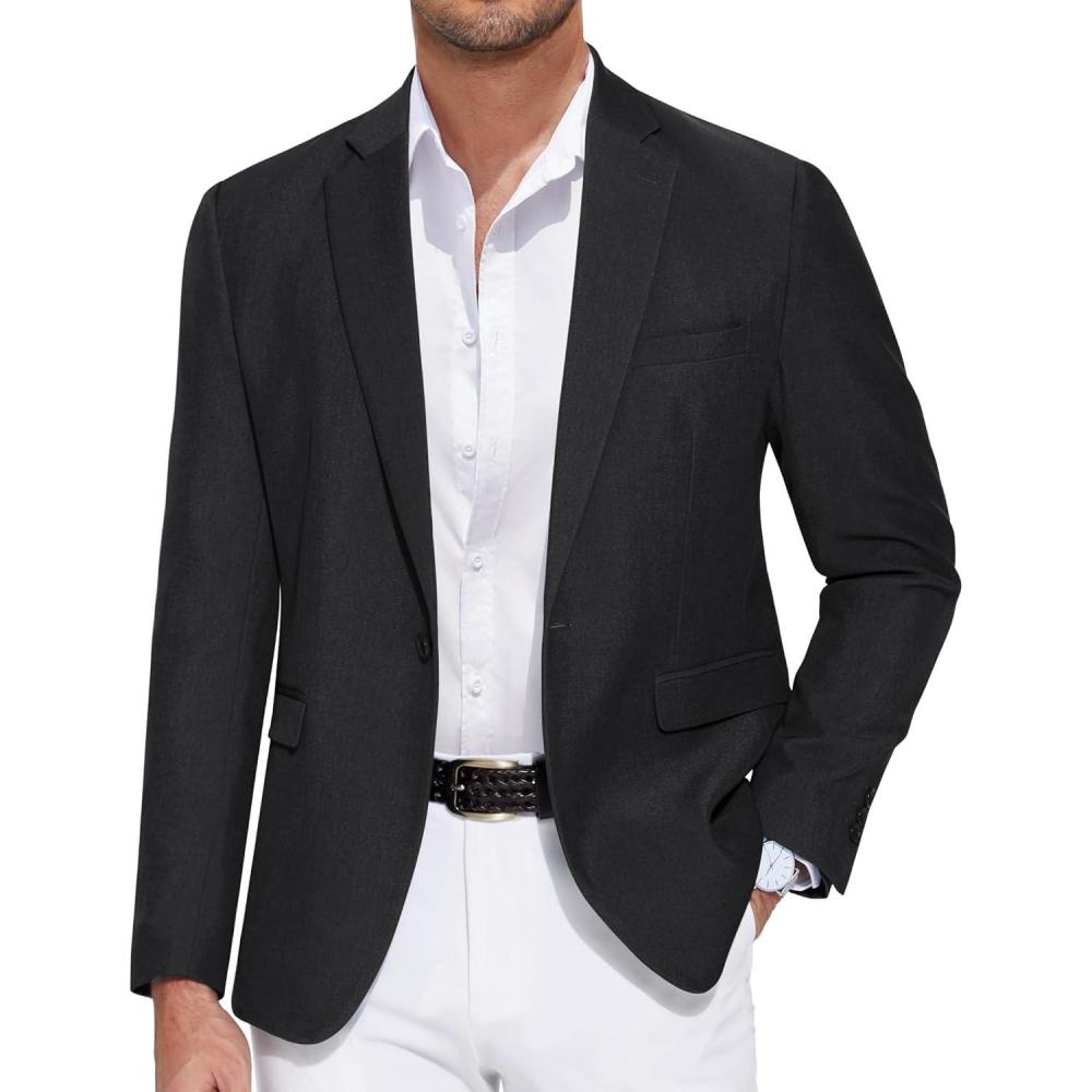 imageCOOFANDY Mens Casual Blazer One Button Sport Coat Slim Fit Lightweight Suit Blazer JacketBlack