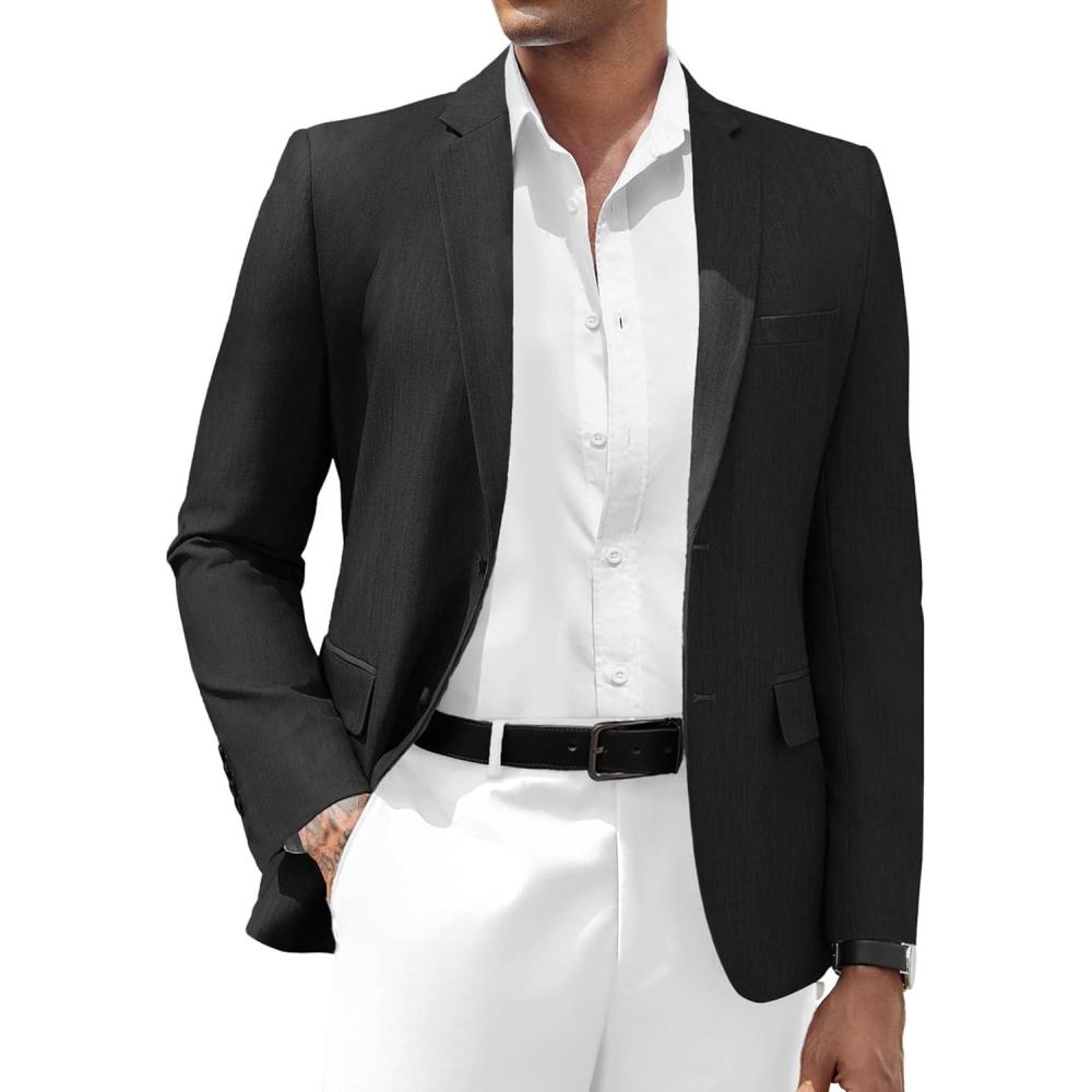 imageCOOFANDY Mens Casual Blazer Slim Fit Suit Jacket Two Button Lightweight Sport CoatBlack