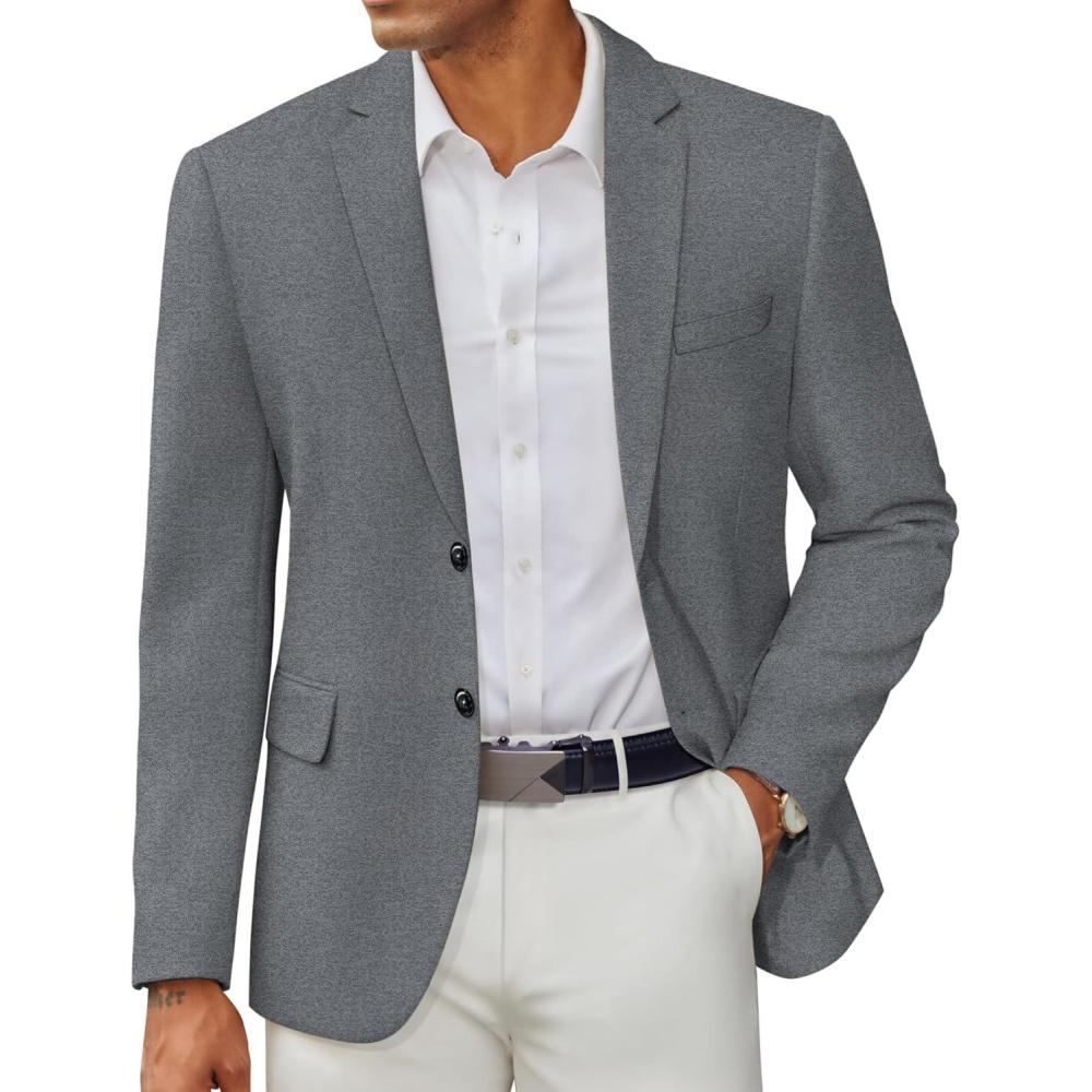 imageCOOFANDY Mens Casual Blazer Slim Fit Two Button Lightweight Sport Coats Business Suit JacketLight Grey