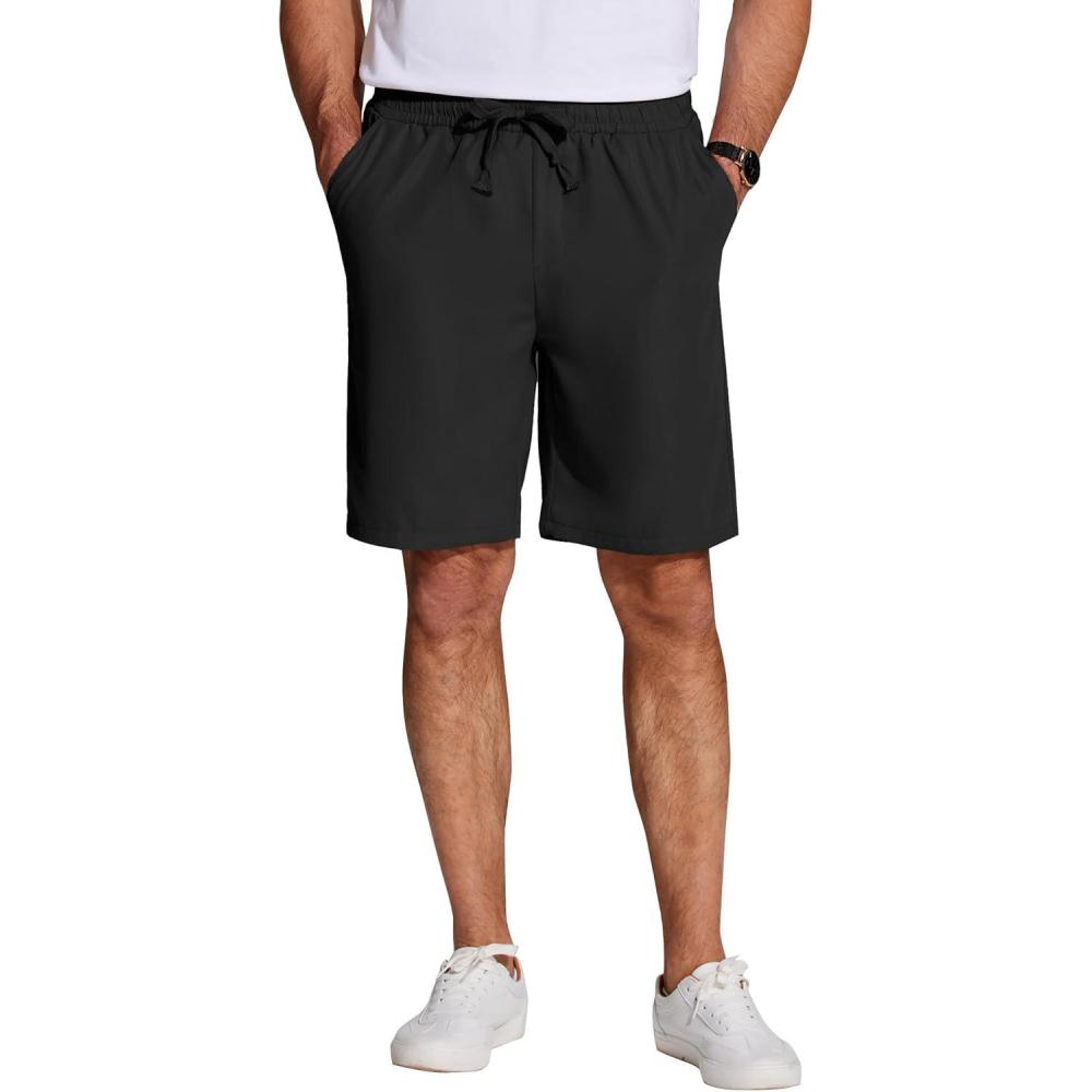 imageCOOFANDY Mens Casual Drawstring Shorts Lightweight Elastic Waist Walking Shorts with PocketsBlack
