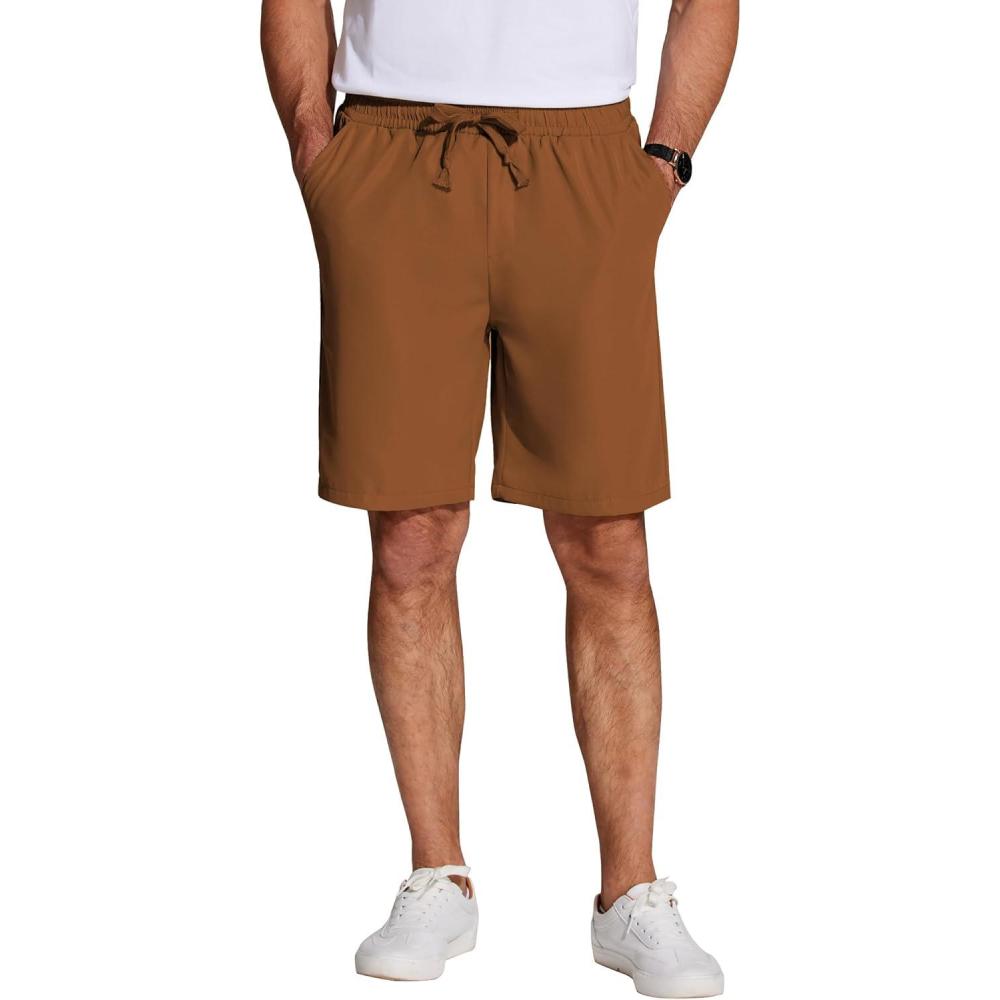 imageCOOFANDY Mens Casual Drawstring Shorts Lightweight Elastic Waist Walking Shorts with PocketsBrown