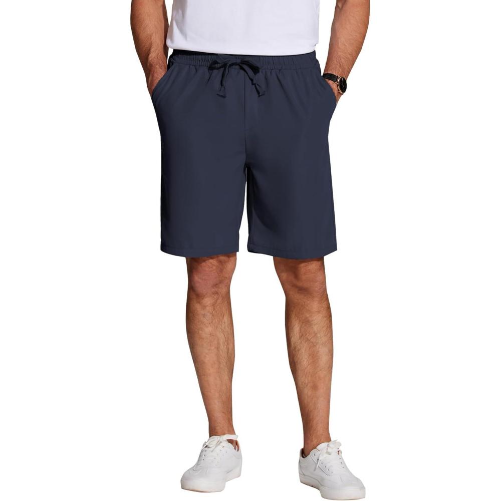 imageCOOFANDY Mens Casual Drawstring Shorts Lightweight Elastic Waist Walking Shorts with PocketsNavy Blue