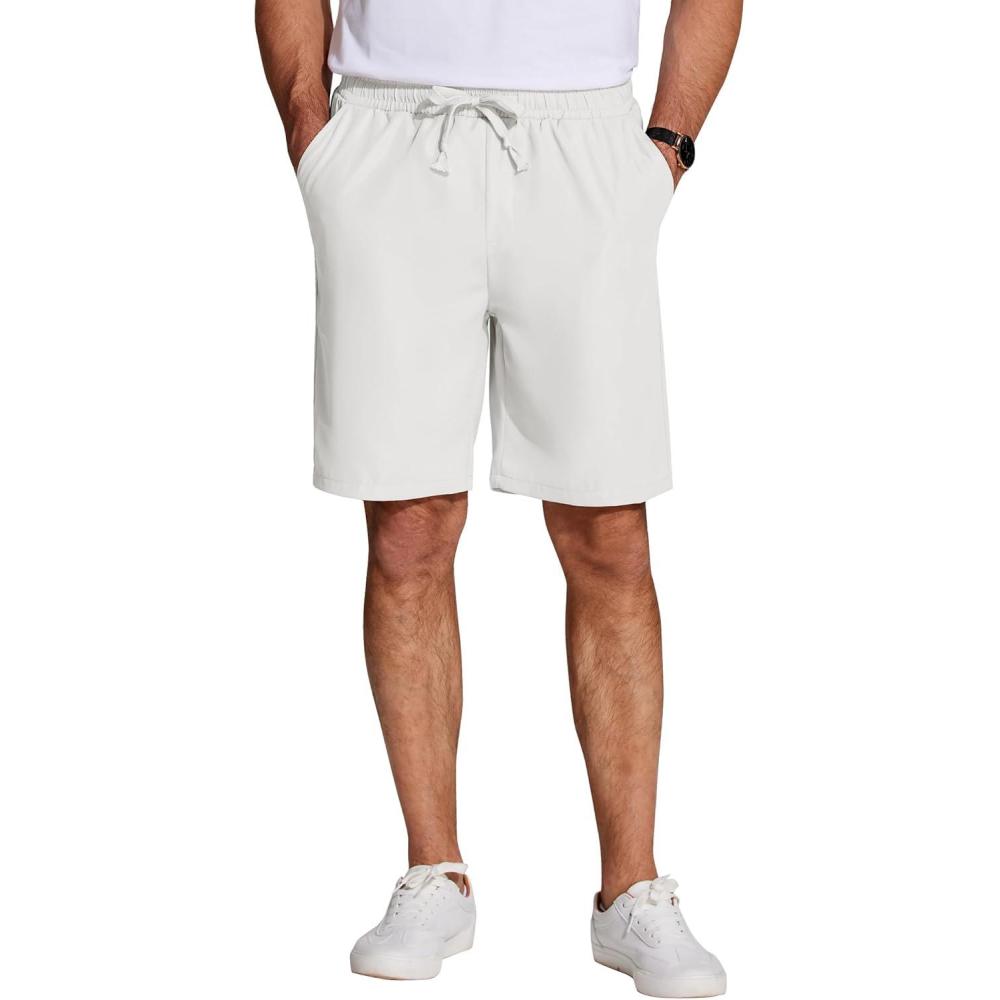 imageCOOFANDY Mens Casual Drawstring Shorts Lightweight Elastic Waist Walking Shorts with PocketsWhite