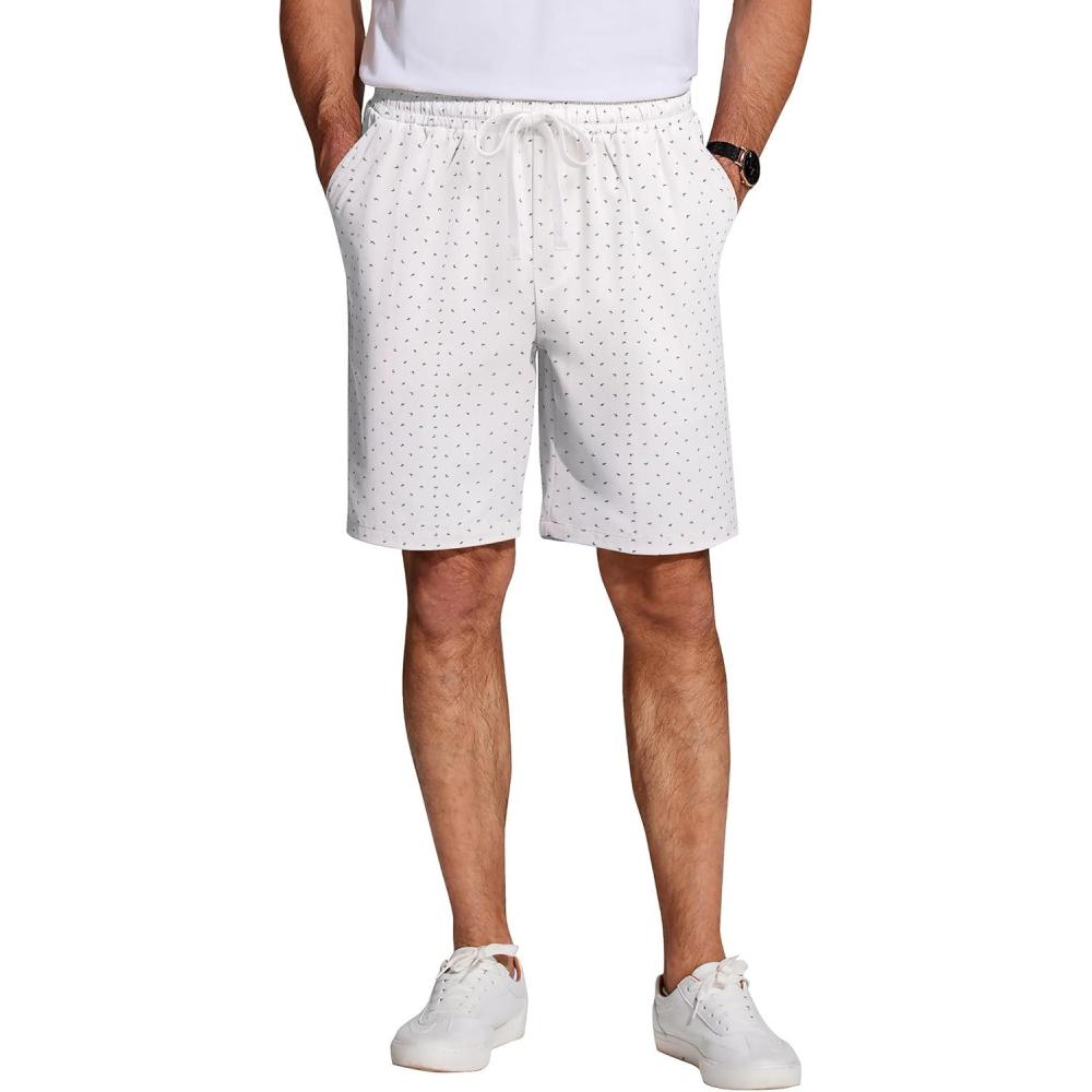 imageCOOFANDY Mens Casual Drawstring Shorts Lightweight Elastic Waist Walking Shorts with PocketsWhite Dolphin