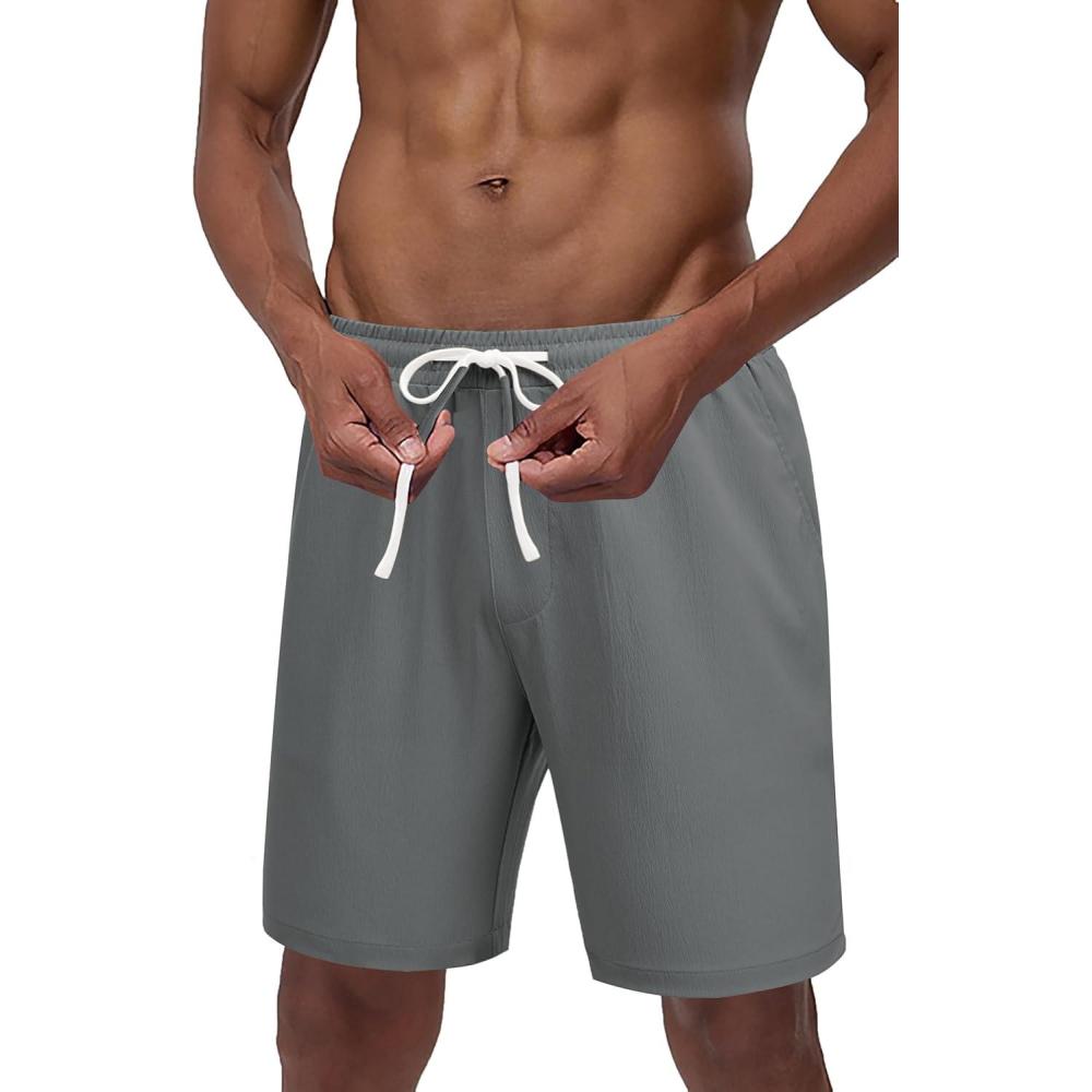 imageCOOFANDY Mens Casual Shorts Drawstring Summer Beach Shorts Lightweight Elastic Waist Vacation Short with PocketsDark Gray