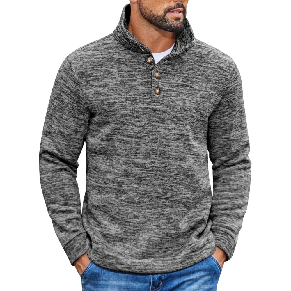 imageCOOFANDY Mens Casual Slim Fit Pullover Sweater Knitted Thermal SweatshirtBlack and White