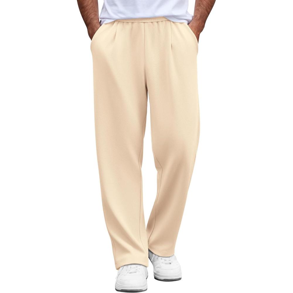 imageCOOFANDY Mens Casual Sweatpants Open Bottom Lounge Pants Lightweight Baggy Workout Yoga Track PantsBeige