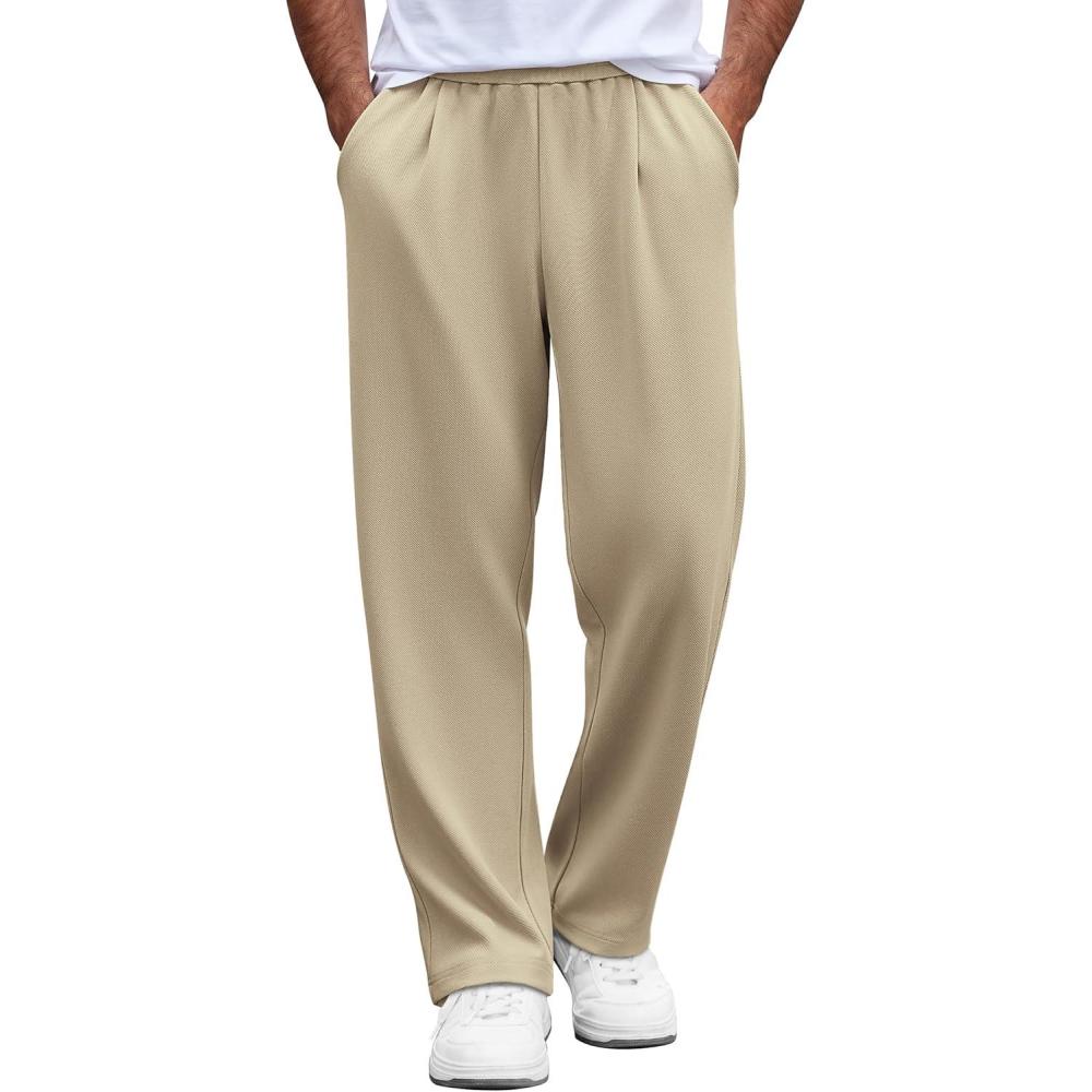 imageCOOFANDY Mens Casual Sweatpants Open Bottom Lounge Pants Lightweight Baggy Workout Yoga Track PantsKhaki