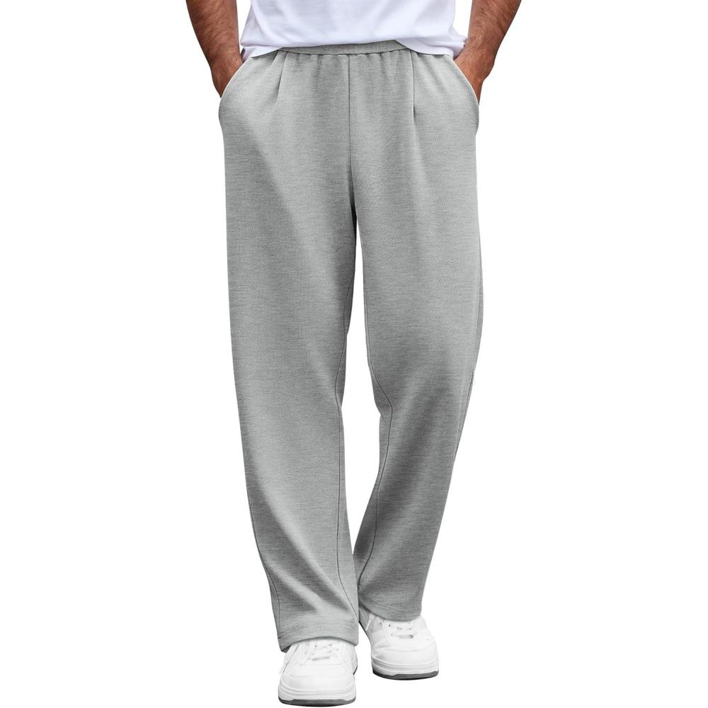 imageCOOFANDY Mens Casual Sweatpants Open Bottom Lounge Pants Lightweight Baggy Workout Yoga Track PantsLight Grey