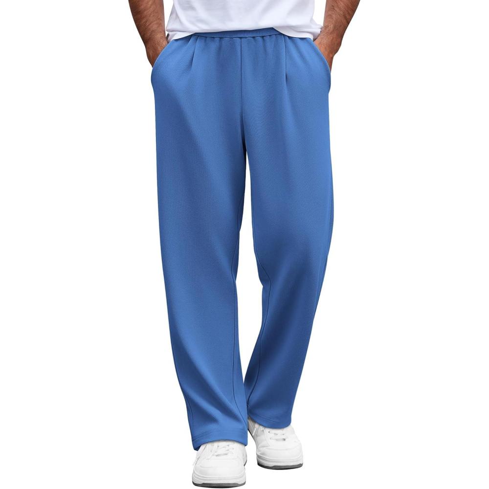 imageCOOFANDY Mens Casual Sweatpants Open Bottom Lounge Pants Lightweight Baggy Workout Yoga Track PantsRoyal Blue