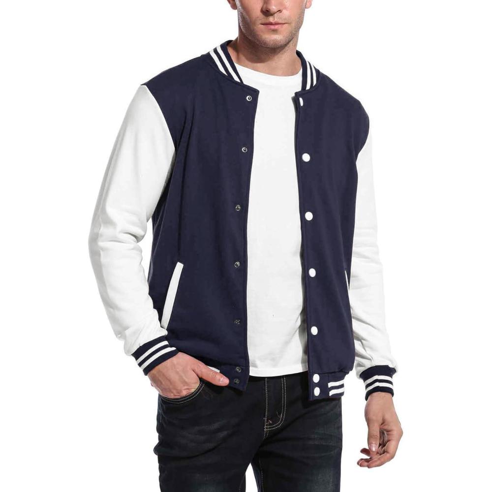 imageCOOFANDY Mens Fashion Varsity Jacket Causal Slim Fit Cotton Letterman Baseball Bomber JacketsNavy