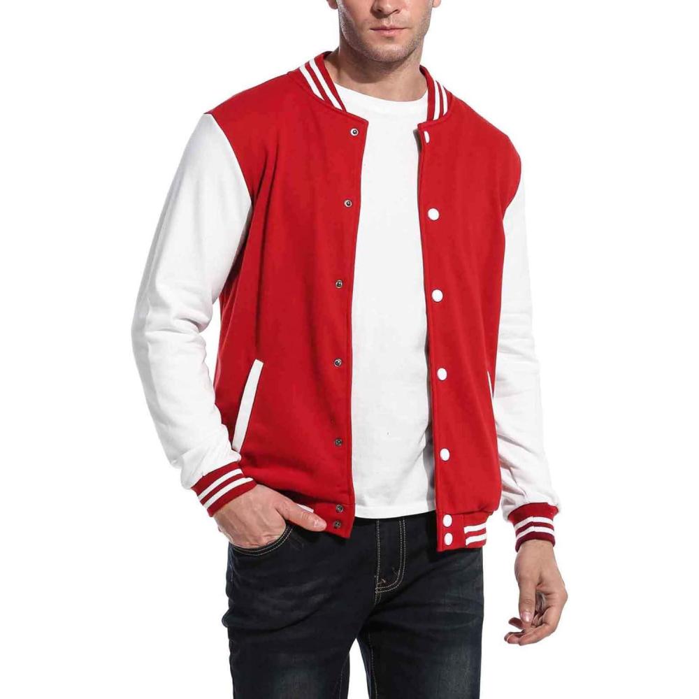 imageCOOFANDY Mens Fashion Varsity Jacket Causal Slim Fit Cotton Letterman Baseball Bomber JacketsRed