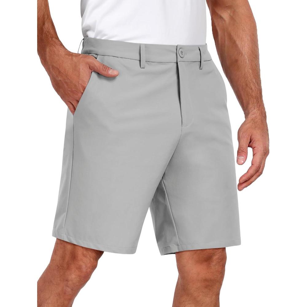 imageCOOFANDY Mens Golf Dress Shorts Lightweight 7quot Hiking Shorts Casual Summer Shorts with PocketsLight Grey