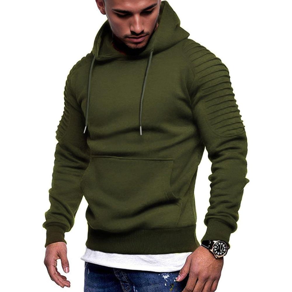 imageCOOFANDY Mens Hooded Sweatshirt Casual Long Sleeve Drawstring Waffle Knit Pullover HoodiesBarmy Green