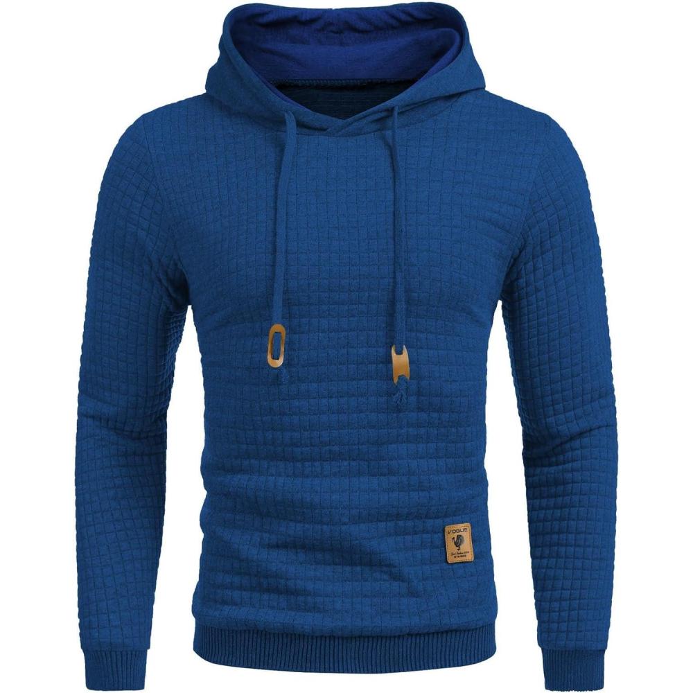 imageCOOFANDY Mens Hooded Sweatshirt Casual Long Sleeve Drawstring Waffle Knit Pullover HoodiesDark Blue