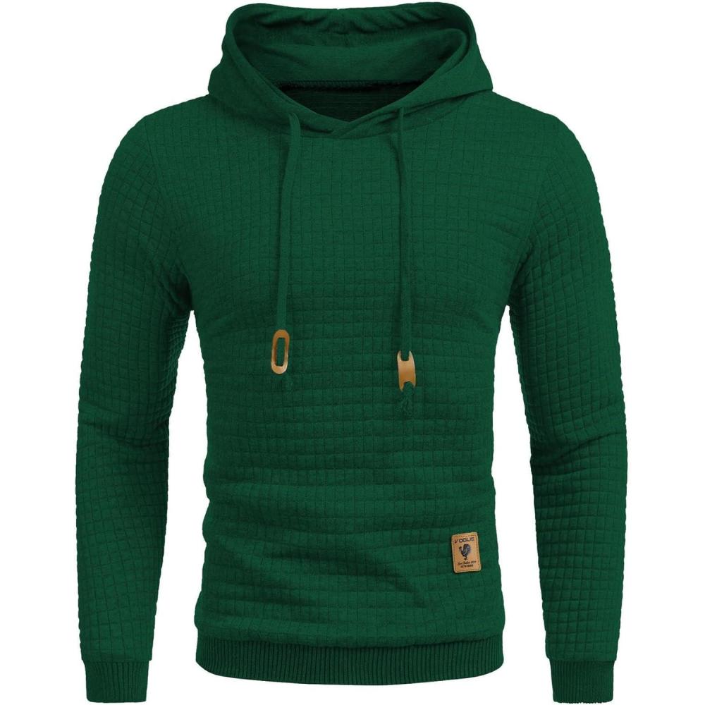 imageCOOFANDY Mens Hooded Sweatshirt Casual Long Sleeve Drawstring Waffle Knit Pullover HoodiesDark Green