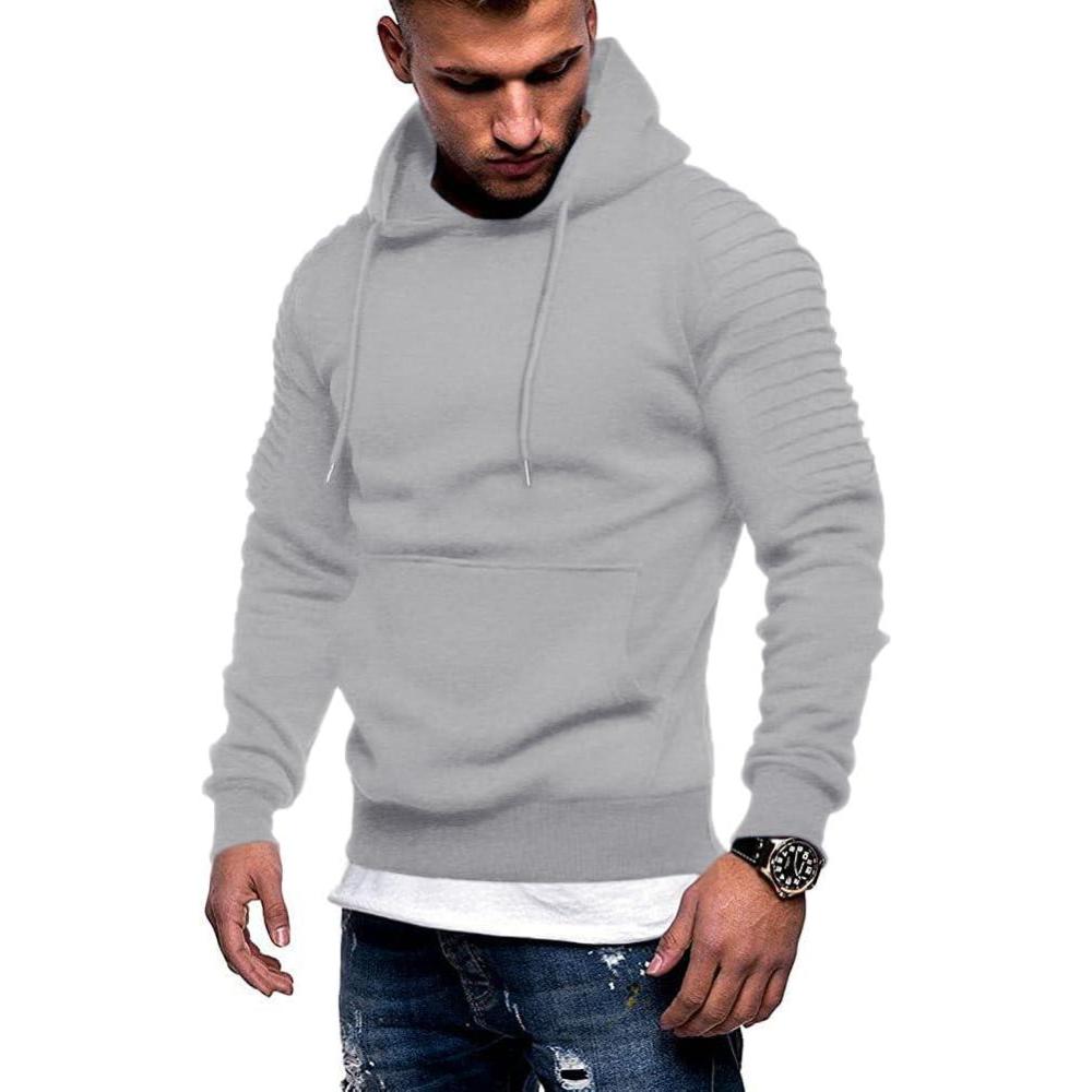 imageCOOFANDY Mens Hooded Sweatshirt Casual Long Sleeve Drawstring Waffle Knit Pullover HoodiesLight Gray