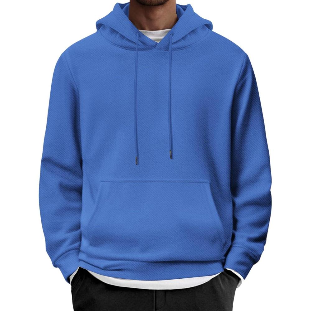 imageCOOFANDY Mens Hoodie Long Sleeve Casual Pullover Hooded Sweatshirt Fashion Drawstring Hoodies with PocketBlue