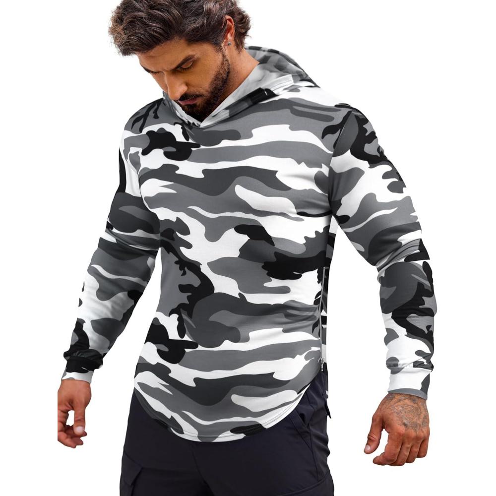 imageCOOFANDY Mens Hoodie Long Sleeve Casual Pullover Hooded Sweatshirt Fashion Drawstring Hoodies with PocketCamouflage