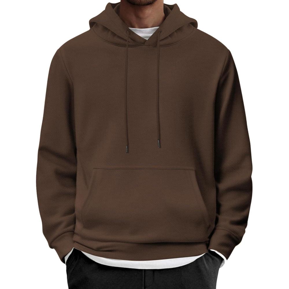 imageCOOFANDY Mens Hoodie Long Sleeve Casual Pullover Hooded Sweatshirt Fashion Drawstring Hoodies with PocketChestnut Brown