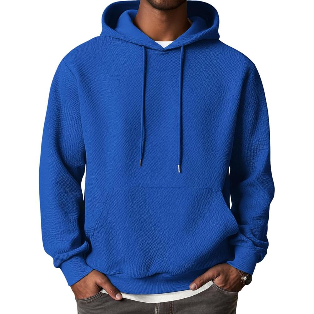 imageCOOFANDY Mens Hoodie Long Sleeve Casual Pullover Hooded Sweatshirt Fashion Drawstring Hoodies with PocketRoyal Blue