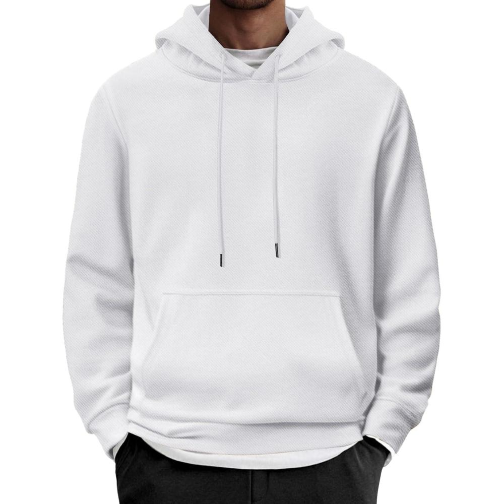 imageCOOFANDY Mens Hoodie Long Sleeve Casual Pullover Hooded Sweatshirt Fashion Drawstring Hoodies with PocketWhite