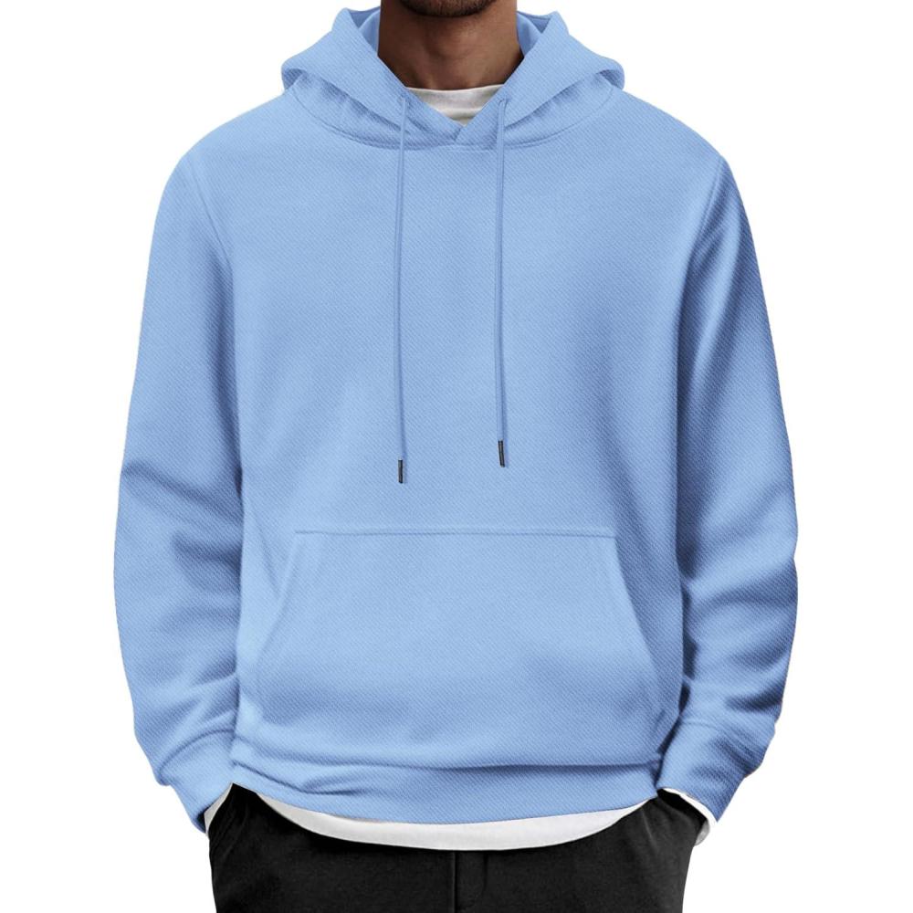 imageCOOFANDY Mens Hoodie Long Sleeve Hooded Pullover Casual Fashion Sweatshirts Drawstring Gym Hooded with Kanga PocketLight Blue